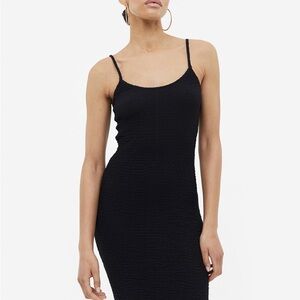 Black H&M Crinkled Jersey Dress